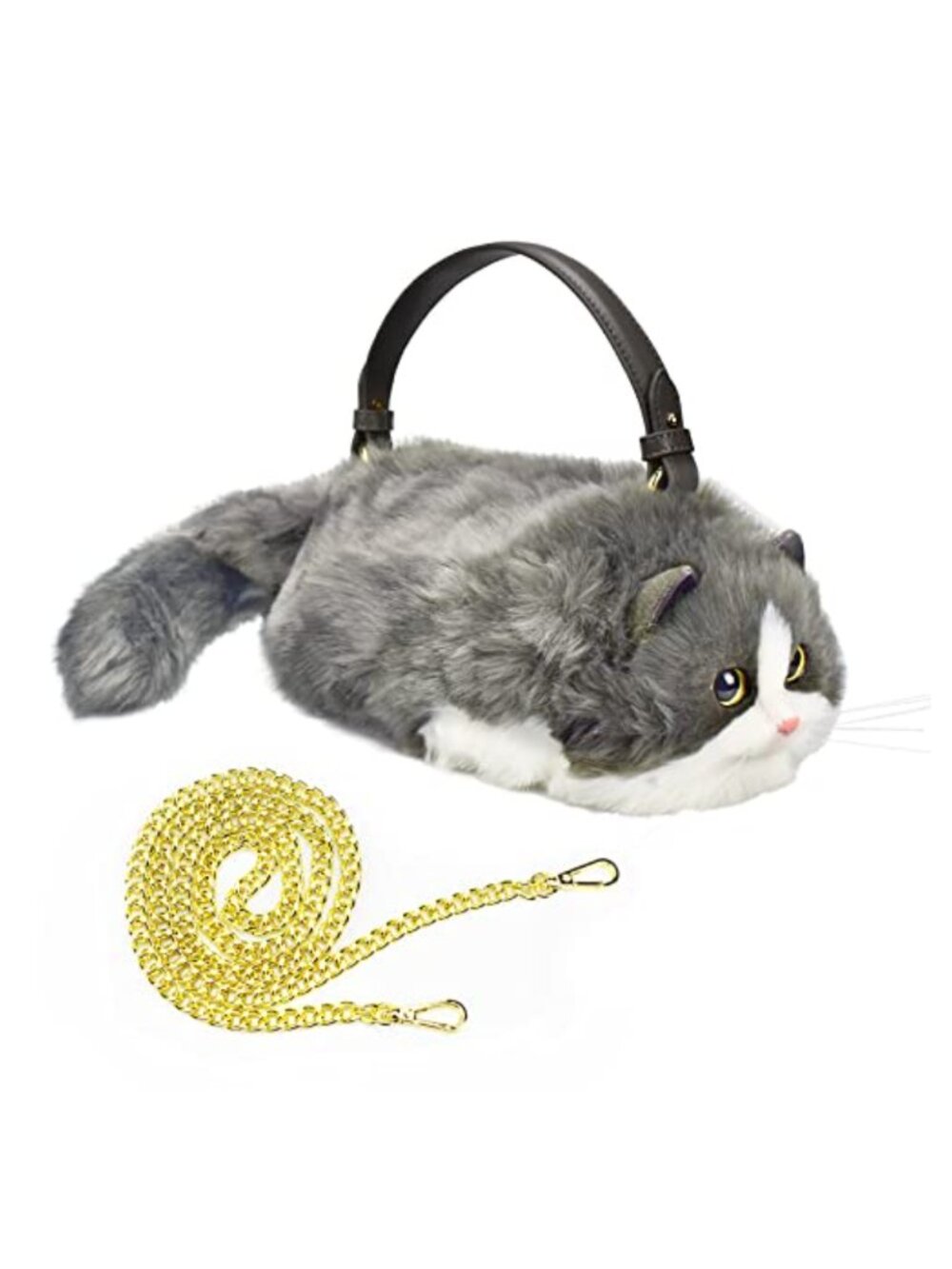 Handmade Cat Shaped Crossbody Bag Soft Plush Women's Handbag